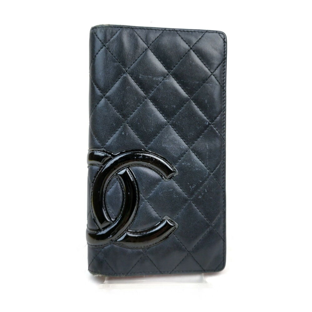 Auth Chanel Matelasse Long Wallet Lamb #15756C10